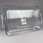 Reindeer Glass Baking Dish with Truefit Lid - 13in x 9in (Personalized)