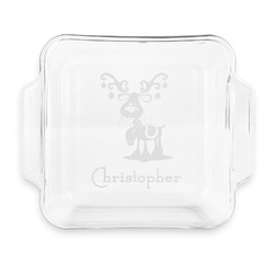 Reindeer Glass Cake Dish - 8in x 8in (Personalized)