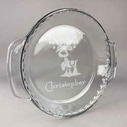 Reindeer Glass Pie Dish - 9.5in Round (Personalized)