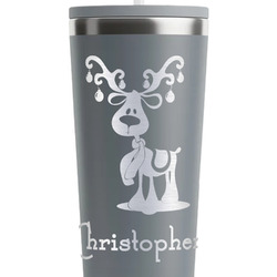 Reindeer RTIC Everyday Tumbler with Straw - 28oz - Grey - Double-Sided (Personalized)