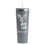 Reindeer RTIC Everyday Tumbler with Straw - 28oz - Grey - Double-Sided (Personalized)