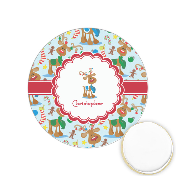 Custom Reindeer Printed Cookie Topper - 1.25" (Personalized)