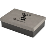 Reindeer Large Gift Box w/ Engraved Leather Lid (Personalized)