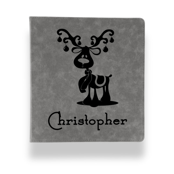 Custom Reindeer Leather Binder - 1" - Grey (Personalized)