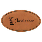 Reindeer Leatherette Oval Name Badge with Magnet (Personalized)