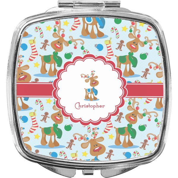 Custom Reindeer Compact Makeup Mirror (Personalized)