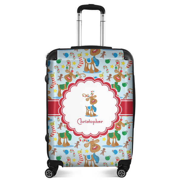 Custom Reindeer Suitcase - 24" Medium - Checked (Personalized)