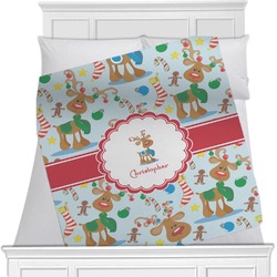 Reindeer Minky Blanket - Toddler / Throw - 60"x50" - Double Sided (Personalized)