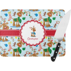 Reindeer Rectangular Glass Cutting Board (Personalized)