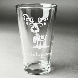 Reindeer Pint Glass - Engraved (Single) (Personalized)