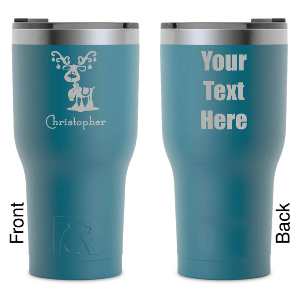 Custom Reindeer RTIC Tumbler - Dark Teal - Laser Engraved - Double-Sided (Personalized)