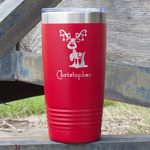 Reindeer 20 oz Stainless Steel Tumbler - Red - Double Sided (Personalized)