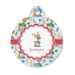 Reindeer Round Pet ID Tag - Small (Personalized)