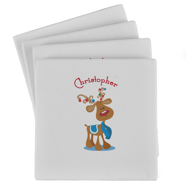 Custom Reindeer Absorbent Stone Coasters - Set of 4 (Personalized)