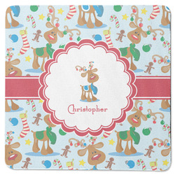 Reindeer Square Rubber Backed Coaster (Personalized)