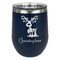 Reindeer Stainless Wine Tumblers - Navy - Double Sided - Front