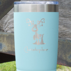 Reindeer 20 oz Stainless Steel Tumbler - Teal - Double Sided (Personalized)