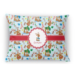 Reindeer Rectangular Throw Pillow Case (Personalized)