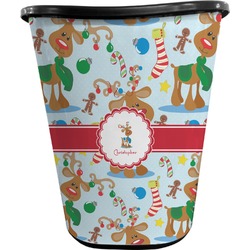 Reindeer Waste Basket - Single Sided (Black) (Personalized)