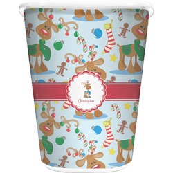 Reindeer Waste Basket - Single Sided (White) (Personalized)