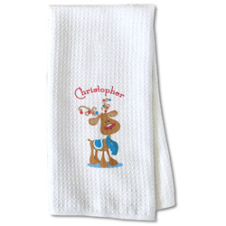 Reindeer Kitchen Towel - Waffle Weave - Partial Print (Personalized)