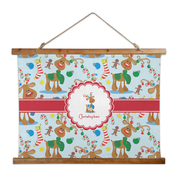 Custom Reindeer Wall Hanging Tapestry - Wide (Personalized)