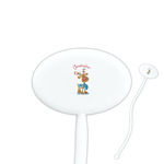 Reindeer 7" Oval Plastic Stir Sticks - White - Single Sided (Personalized)