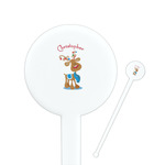 Reindeer 7" Round Plastic Stir Sticks - White - Double Sided (Personalized)