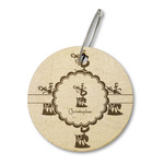 Reindeer Wood Luggage Tag - Round (Personalized)