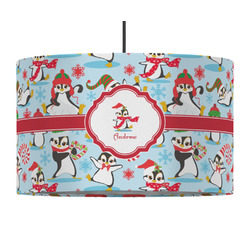 Christmas Penguins 12" Drum Pendant Lamp - Fabric (Personalized)