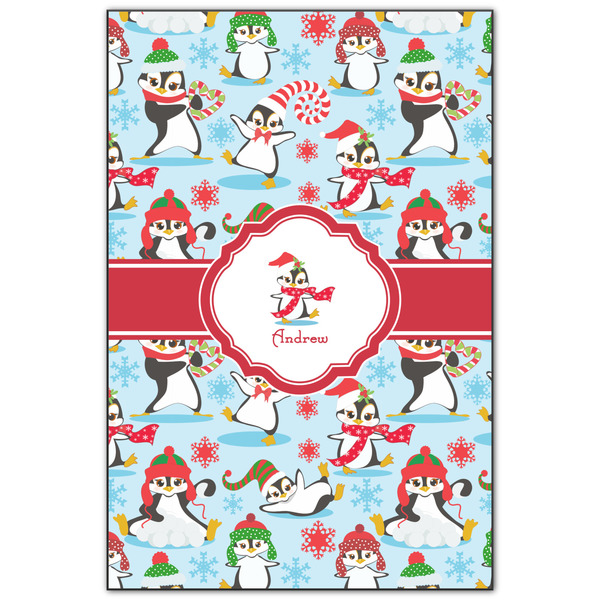 Custom Christmas Penguins Wood Print - 20x30 (Personalized)