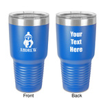 Christmas Penguins 30 oz Stainless Steel Tumbler - Royal Blue - Double-Sided (Personalized)