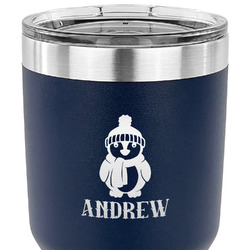 Christmas Penguins 30 oz Stainless Steel Tumbler - Navy - Single Sided (Personalized)