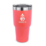 Christmas Penguins 30 oz Stainless Steel Tumbler - Coral - Single Sided (Personalized)