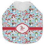 Christmas Penguins Jersey Knit Baby Bib w/ Name or Text