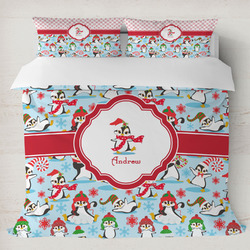 Christmas Penguins Duvet Cover Set - King (Personalized)