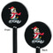 Christmas Penguins Black Plastic 5.5" Stir Stick - Double Sided - Round - Front & Back