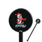 Christmas Penguins Black Plastic 5.5" Stir Stick - Round - Closeup