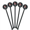 Christmas Penguins Black Plastic 5.5" Stir Stick - Round - Fan View