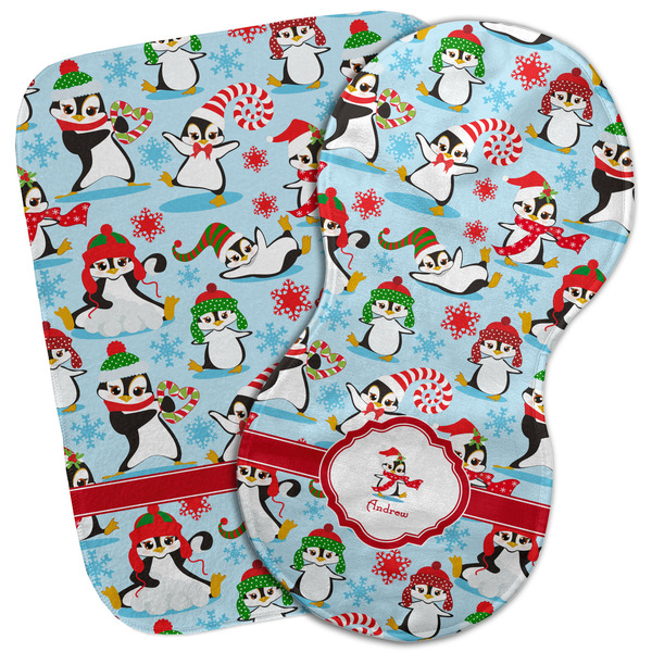 Custom Christmas Penguins Burp Cloth (Personalized)