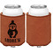 Christmas Penguins Cognac Leatherette Can Sleeve - Single Sided Front and Back