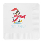 Christmas Penguins Embossed Decorative Napkins (Personalized)