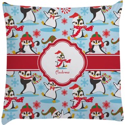 Christmas Penguins Decorative Pillow Case (Personalized)