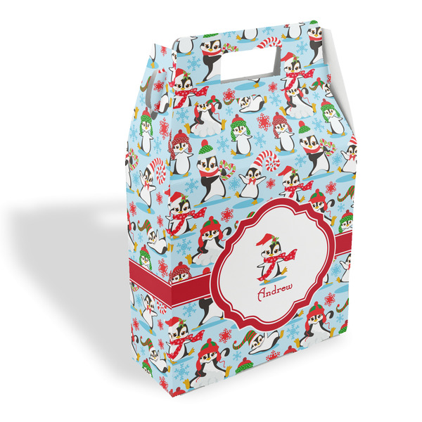 Custom Christmas Penguins Gable Favor Box (Personalized)