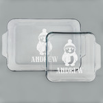 Christmas Penguins Set of Glass Baking & Cake Dish - 13in x 9in & 8in x 8in (Personalized)