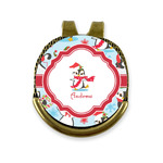 Christmas Penguins Golf Ball Marker - Hat Clip - Gold