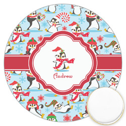 Christmas Penguins Printed Cookie Topper - 3.25" (Personalized)
