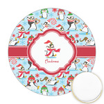 Christmas Penguins Printed Cookie Topper - Round (Personalized)