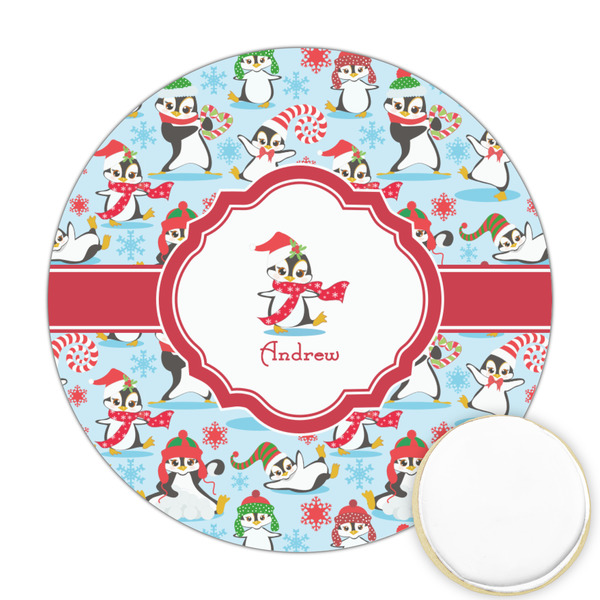 Custom Christmas Penguins Printed Cookie Topper - 2.5" (Personalized)