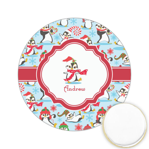 Custom Christmas Penguins Printed Cookie Topper - 2.15" (Personalized)